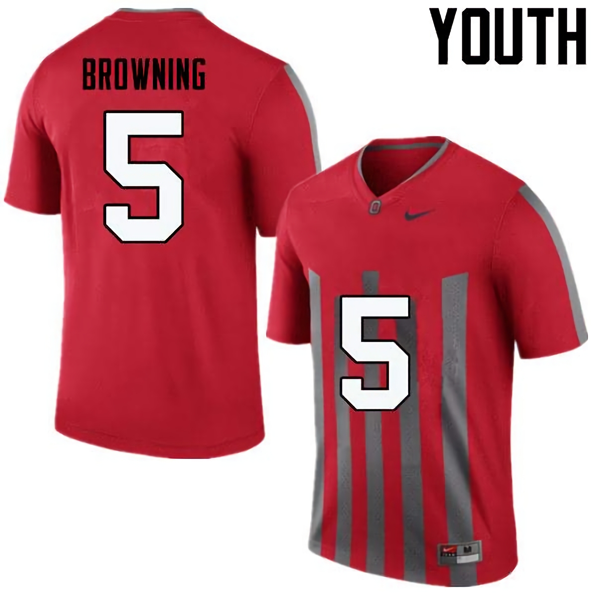 Baron Browning Ohio State Buckeyes Youth NCAA #5 Nike Throwback Red College Stitched Football Jersey GRC5856AZ